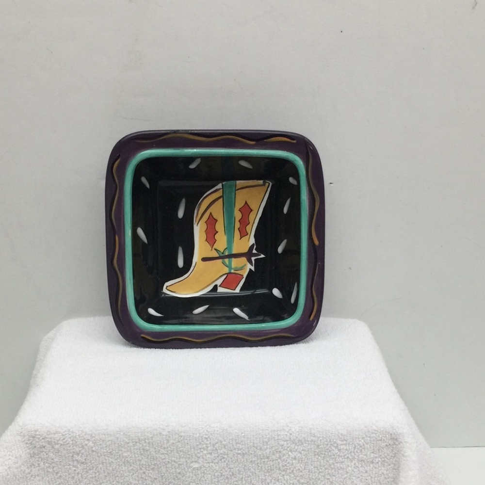 Clay Art - Cowboy Boot Small Square Bowl